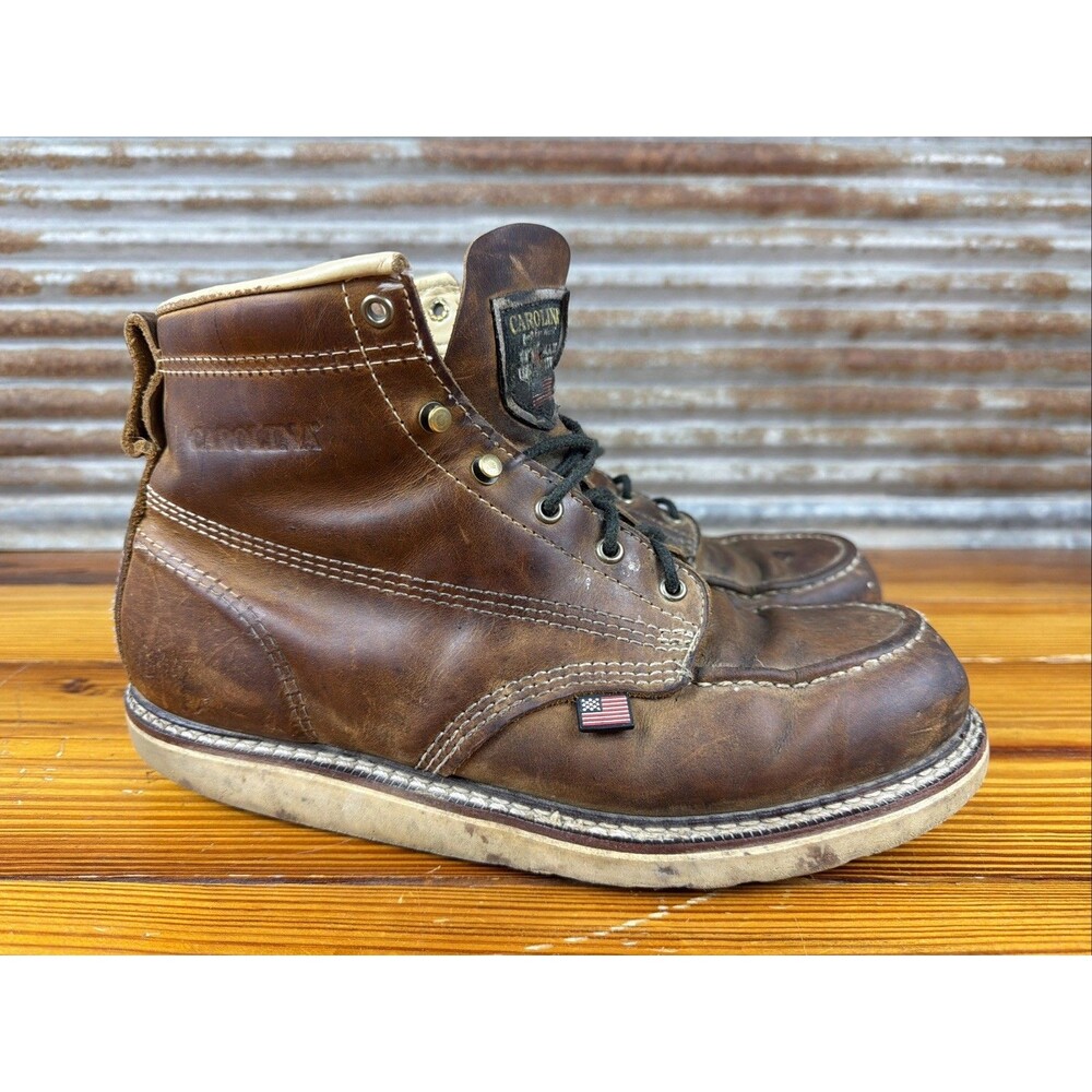 Carolina Men's AMP 6" Leather Soft Toe Work Boots-Brown-Size 11.5D READ!!